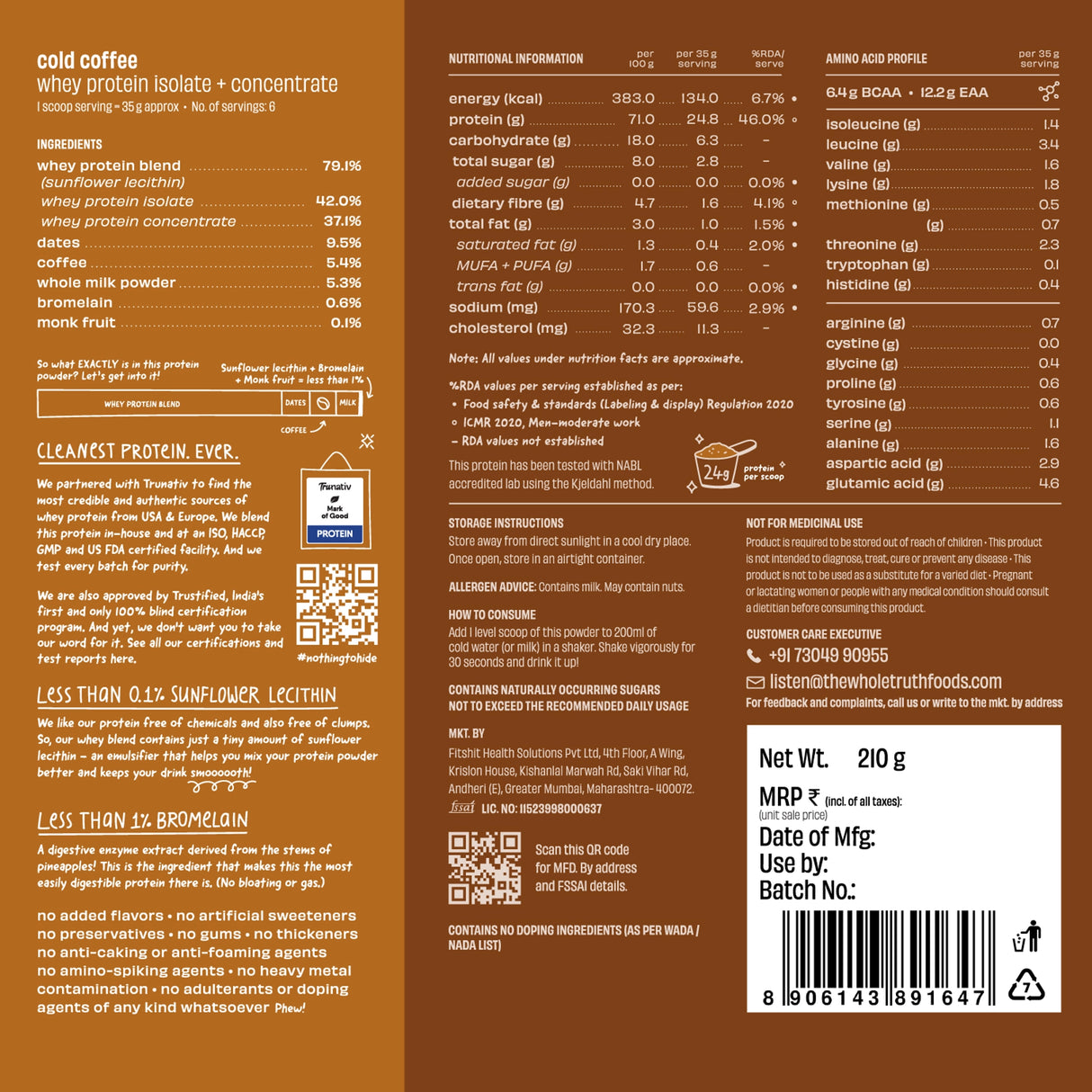 The Whole Truth 24g Travel Pack Whey Protein - Pack of 6
