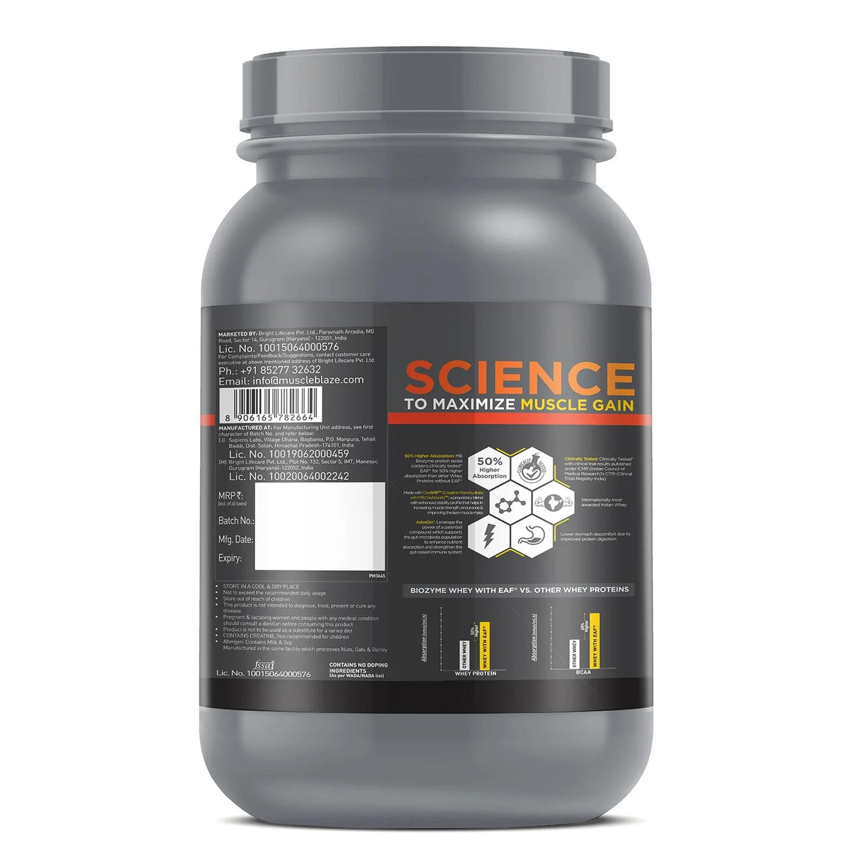 MuscleBlaze Biozyme Performance Whey Protein PR - 2.2 Lbs