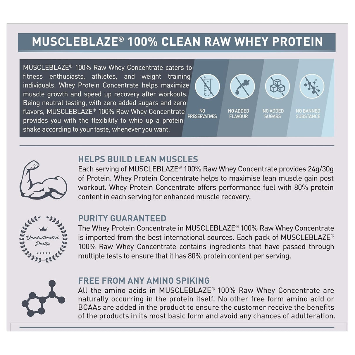 MuscleBlaze 100% Clean Raw Whey Concentrate - 2.2 Lbs