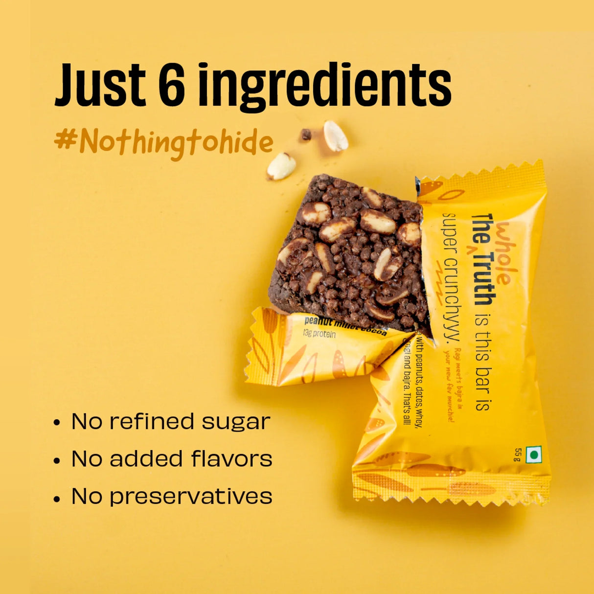 The Whole Truth Millet Cocoa Protein Bar - 55g