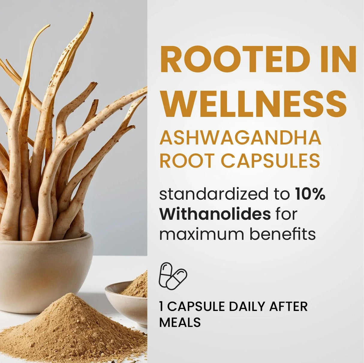 Vlado's Himalayan Organics, Ashwagandha 10% Withanolides 600mg, High Potency Ayurvedic Supplement - 30 Capsules