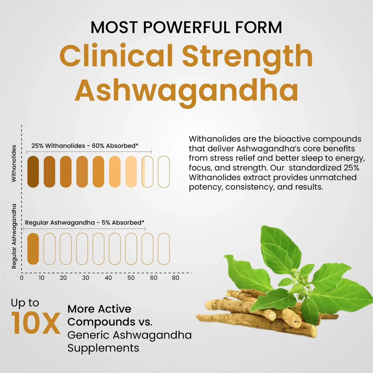 Vlado's Himalayan Organics, Ashwagandha 25% Withanolides 600mg, Maximum Potency Ayurvedic Supplement - 30 Capsules