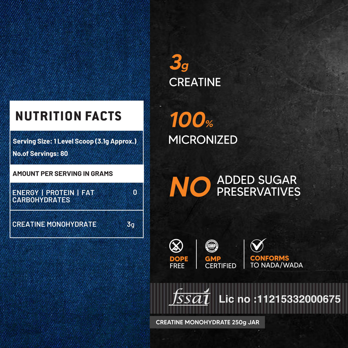AS-IT-IS ATOM Creatine Monohydrate 250g - 80 Servings