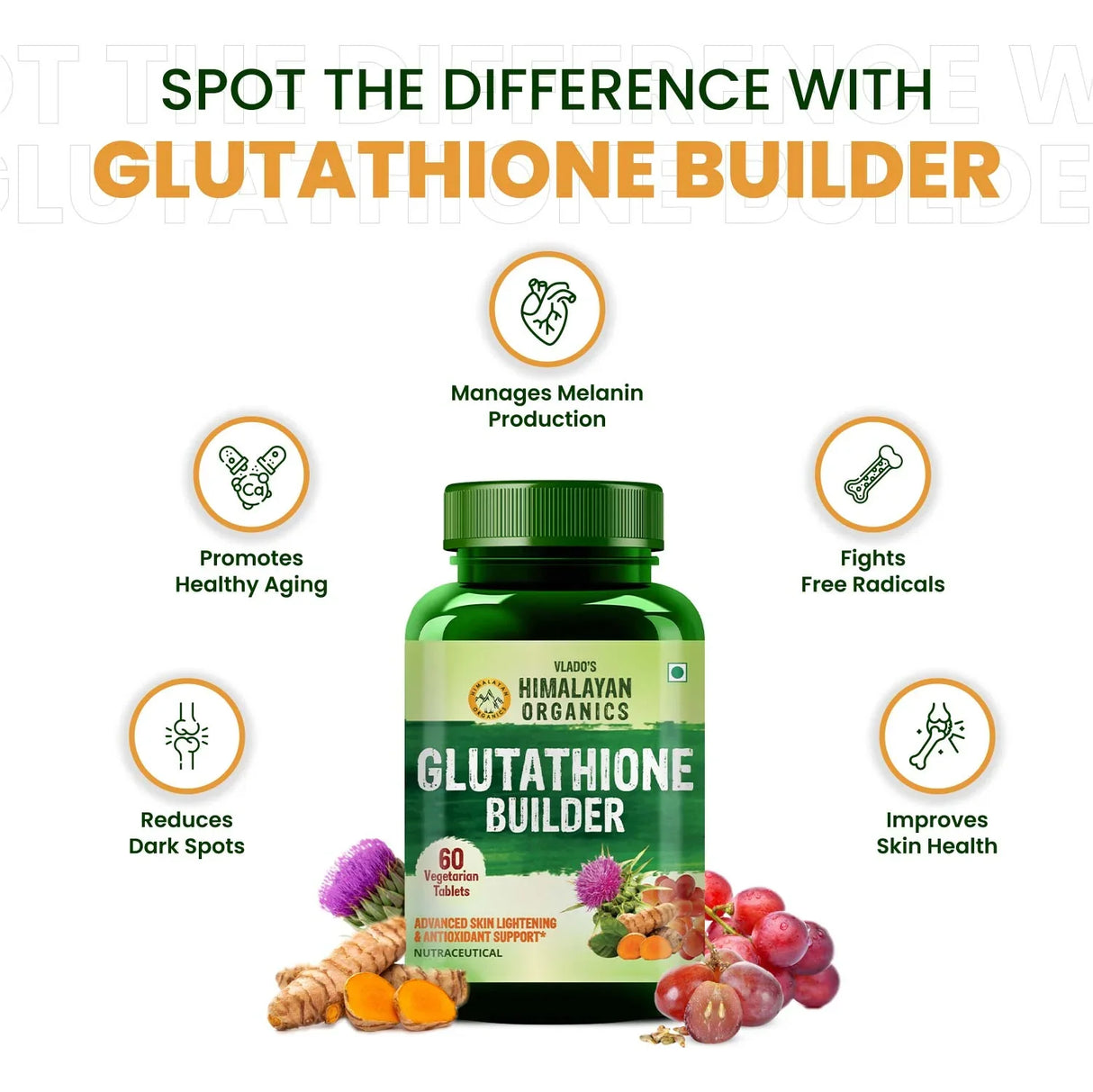 Himalayan Organics, Glutathione Builder Vitamin C E B6 Curcumin
