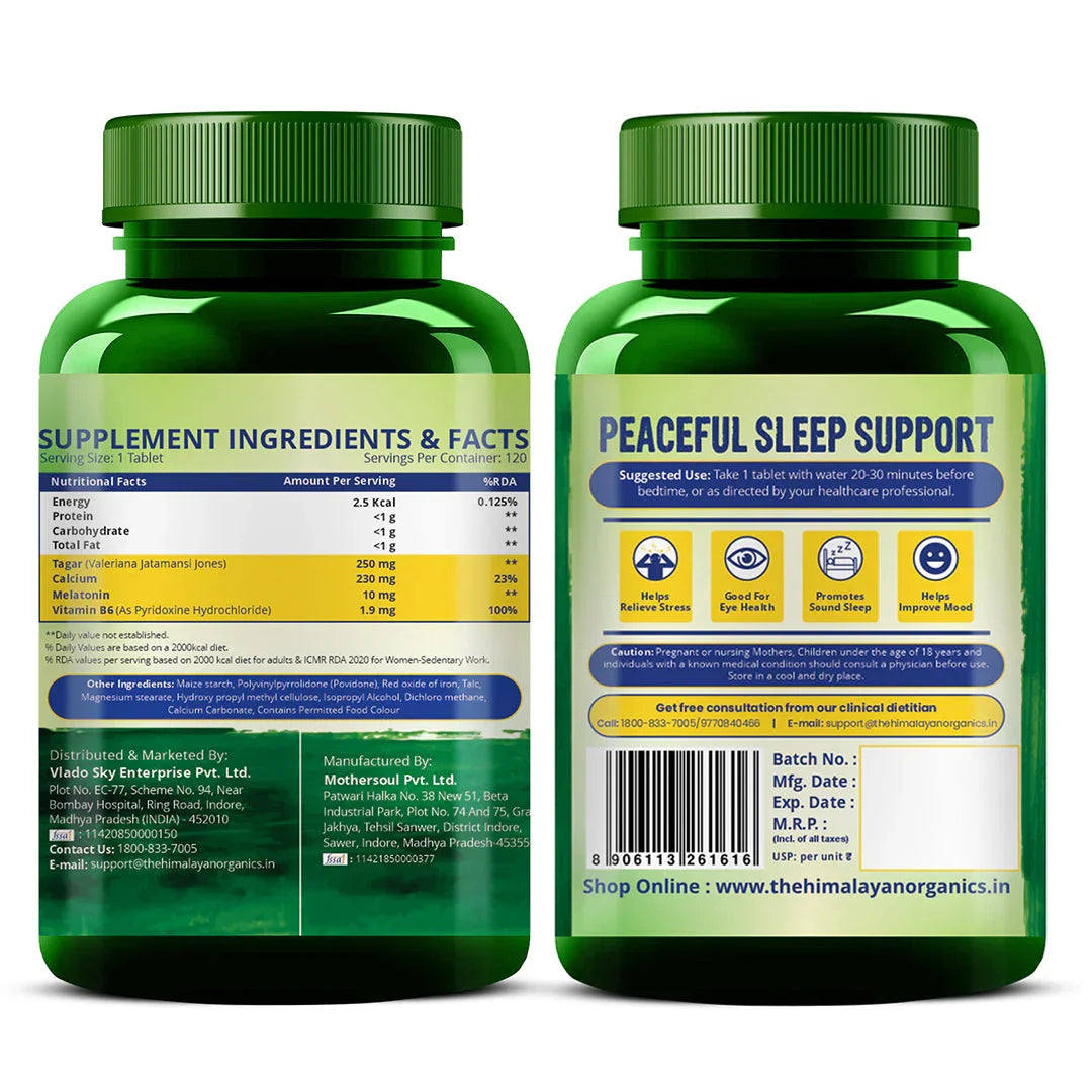 Himalayan Organics, Melatonin with Tagar Vitamin B6 Calcium