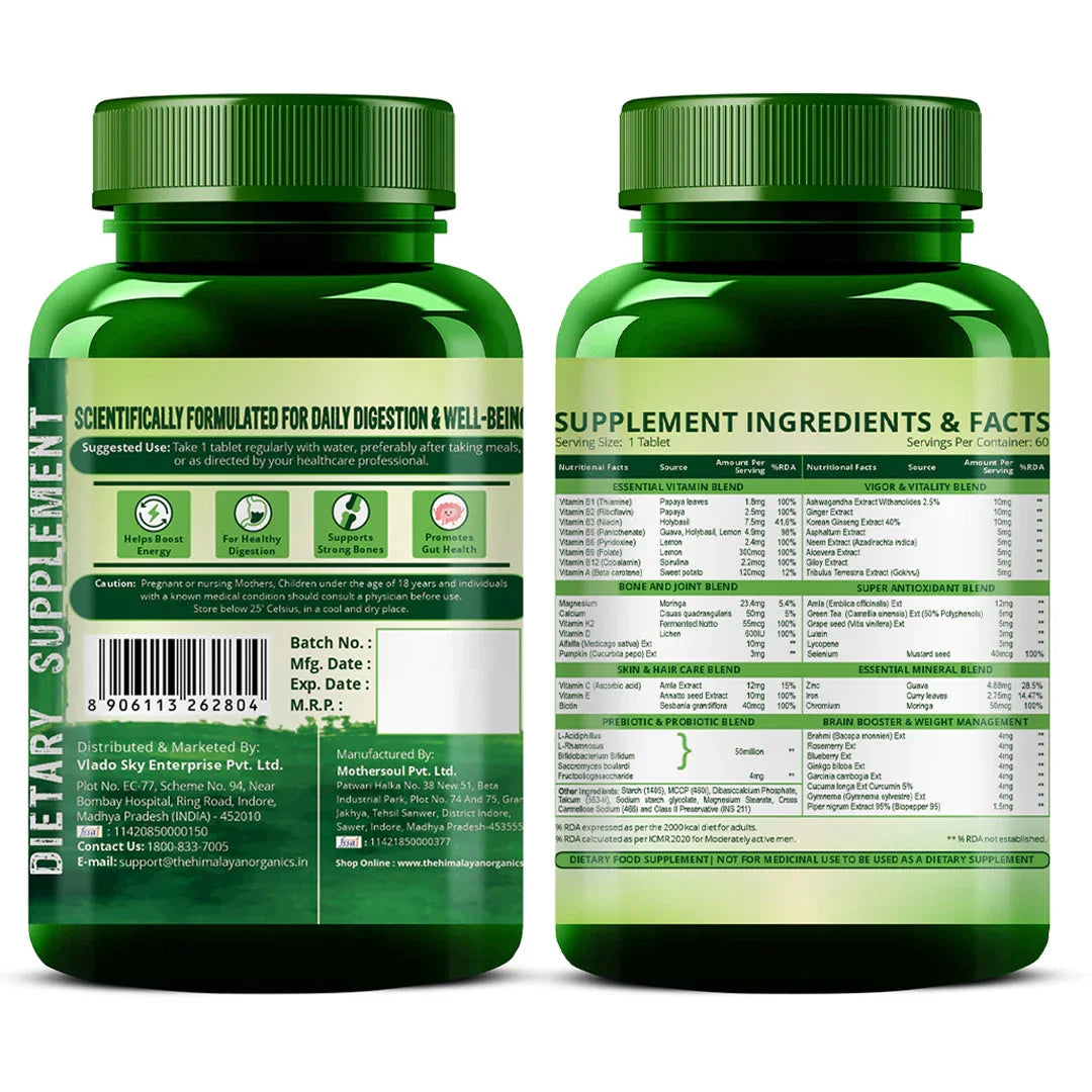 Himalayan Organics, Multivitamin with Probiotics, 60 Ingredients