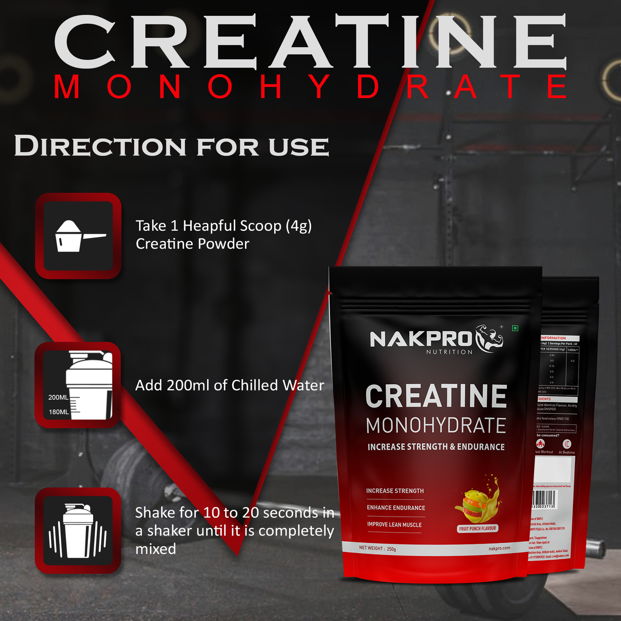 NAKPRO Micronized Creatine Monohydrate 250g