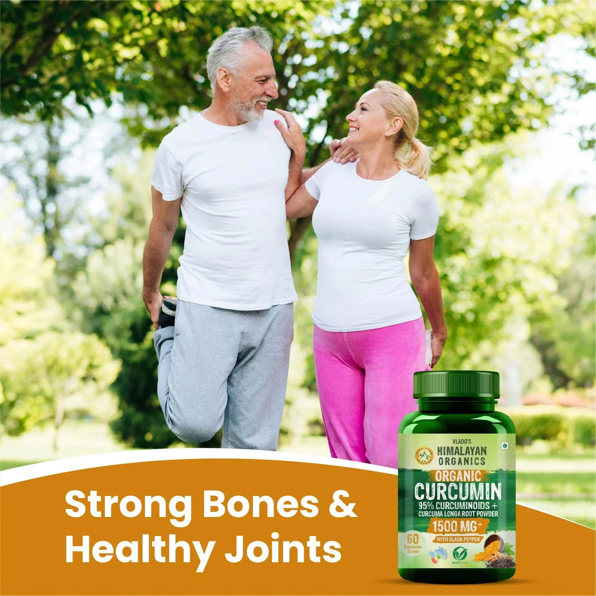 Vlado's Himalayan Organics, Curcumin Tablets 1500mg with Black Pepper, Anti-Inflammatory Supplement - 60 Veg Tablets