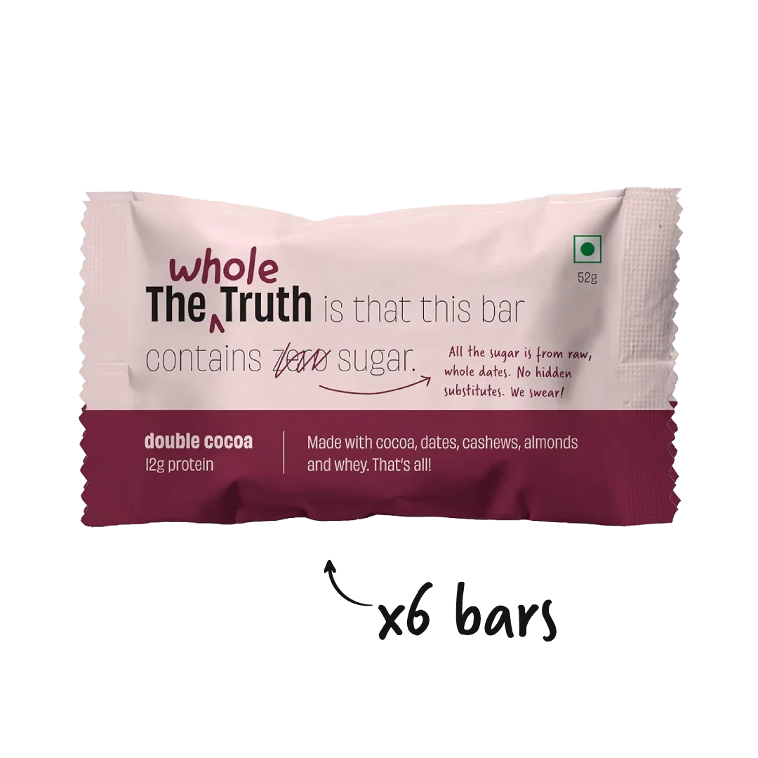 The Whole Truth - Protein Bars | Pack of 6 x 52g each | No Added Sugar | No Preservatives | No Artificial Sweeteners