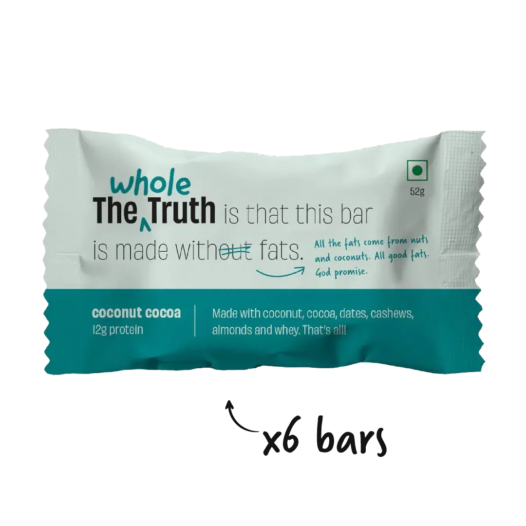 The Whole Truth - Protein Bars | Pack of 6 x 52g each | No Added Sugar | No Preservatives | No Artificial Sweeteners