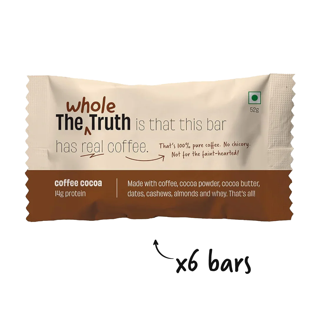 The Whole Truth - Protein Bars | Pack of 6 x 52g each | No Added Sugar | No Preservatives | No Artificial Sweeteners