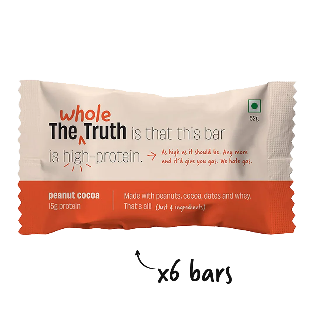 The Whole Truth - Protein Bars | Pack of 6 x 52g each | No Added Sugar | No Preservatives | No Artificial Sweeteners