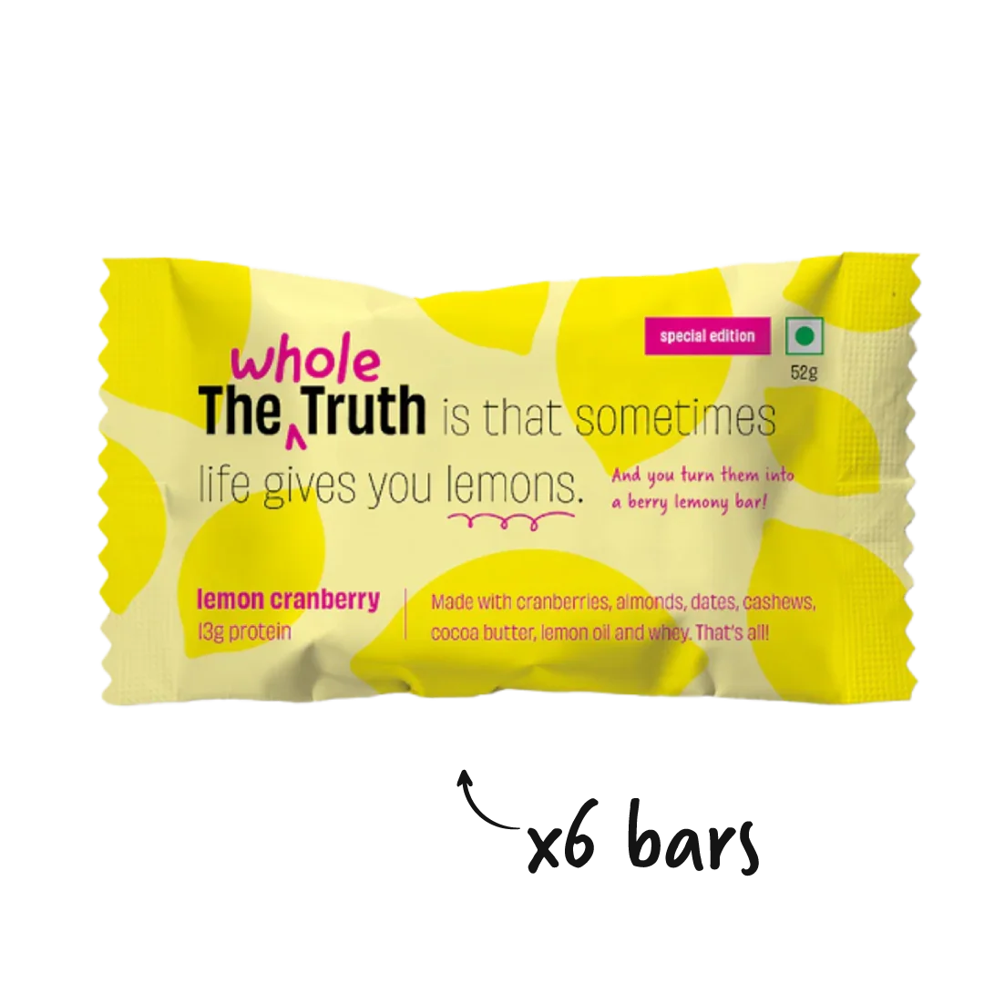 The Whole Truth - Protein Bars | Pack of 6 x 52g each | No Added Sugar | No Preservatives | No Artificial Sweeteners