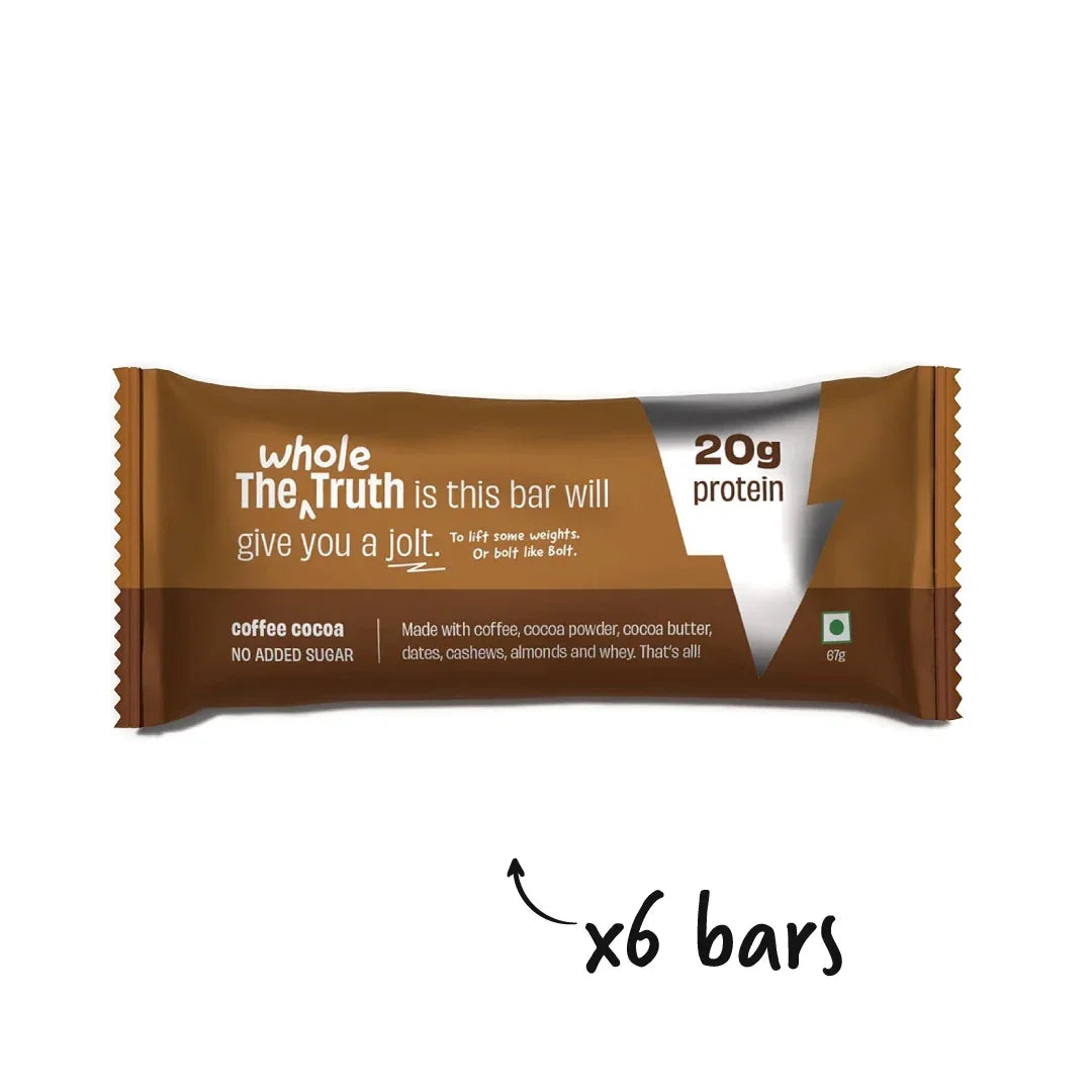 The Whole Truth - Protein Bars | Pack of 6 x 67g each | No Added Sugar | No Preservatives | No Artificial Sweeteners |