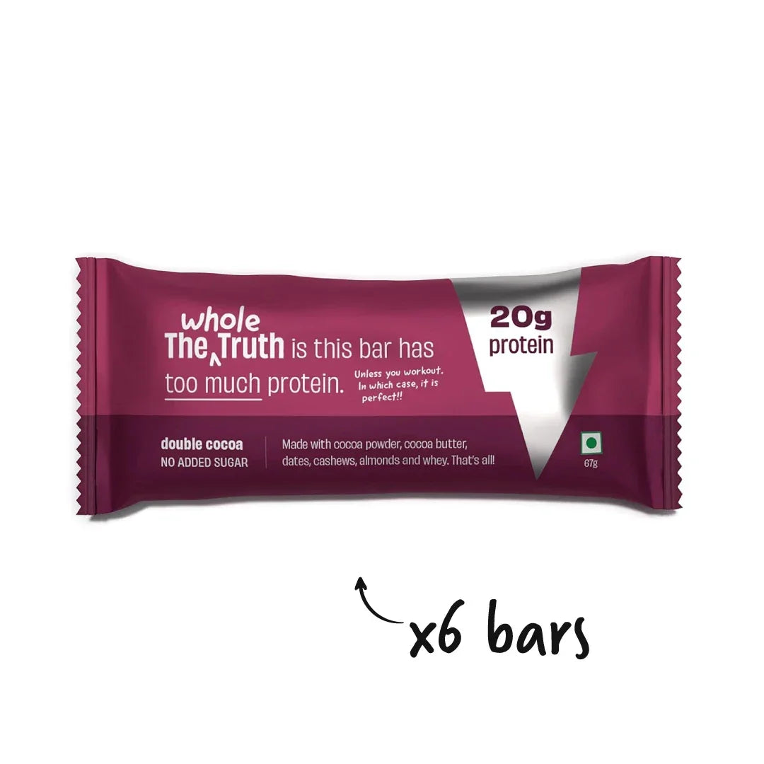 The Whole Truth - Protein Bars | Pack of 6 x 67g each | No Added Sugar | No Preservatives | No Artificial Sweeteners |