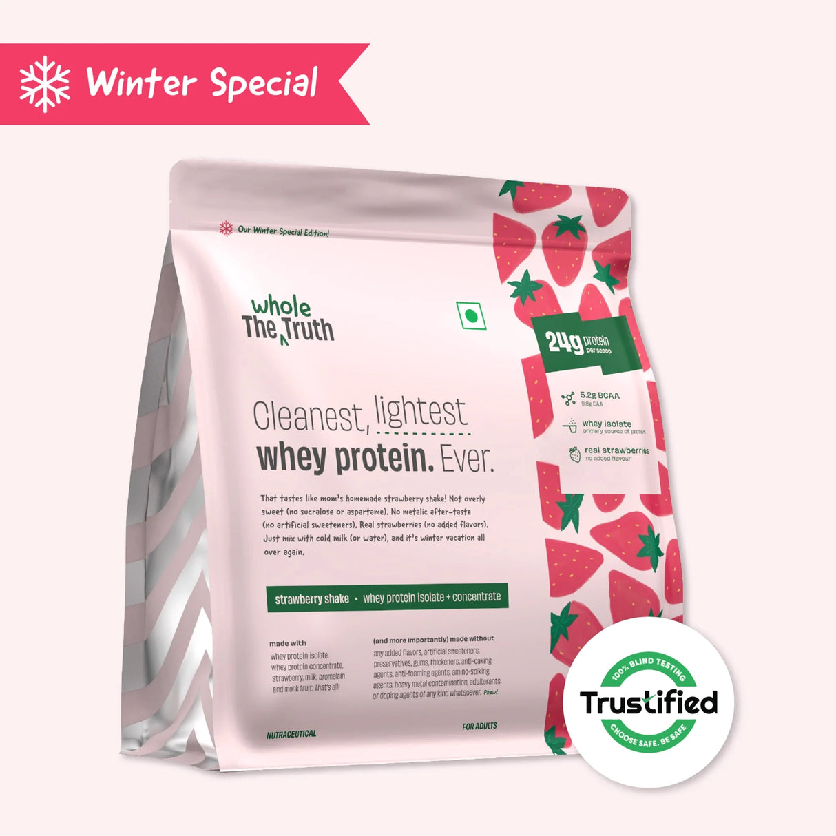The Whole Truth 24g Whey Protein Concentrate - 1 Kg (Pack of 2)
