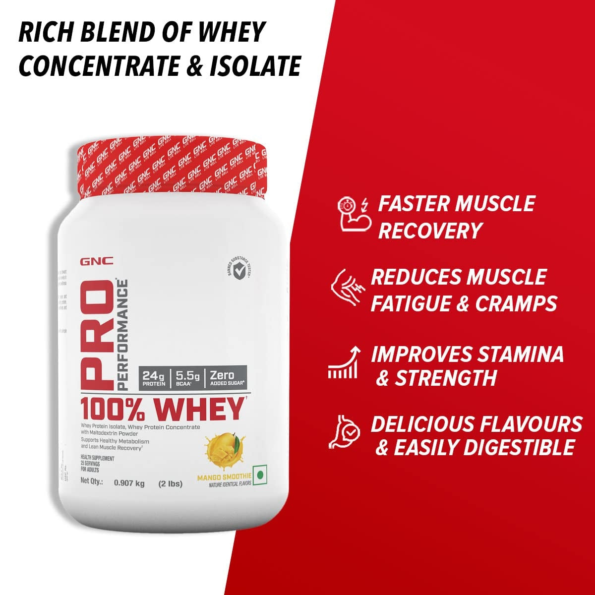 GNC Pro Performance 100% Whey Protein - 2 Lbs