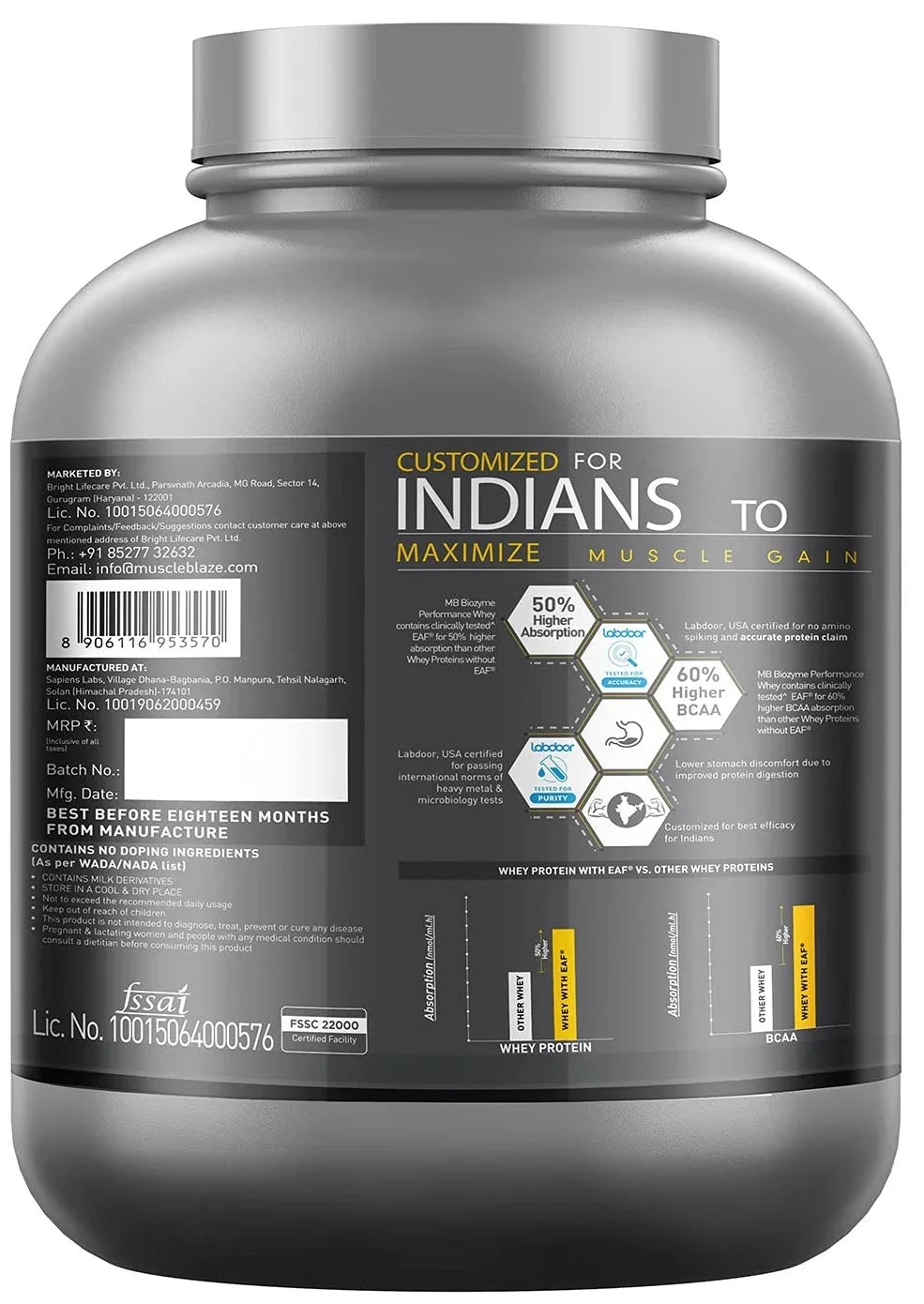 MuscleBlaze Biozyme Performance Whey - 4.4 Lbs