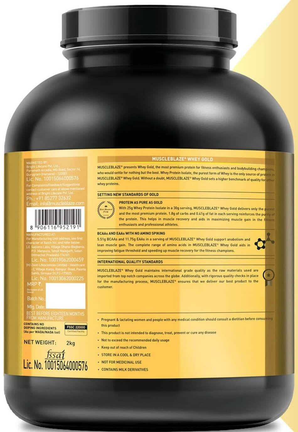 MuscleBlaze Whey Gold 100% Whey Isolate 2 Kg