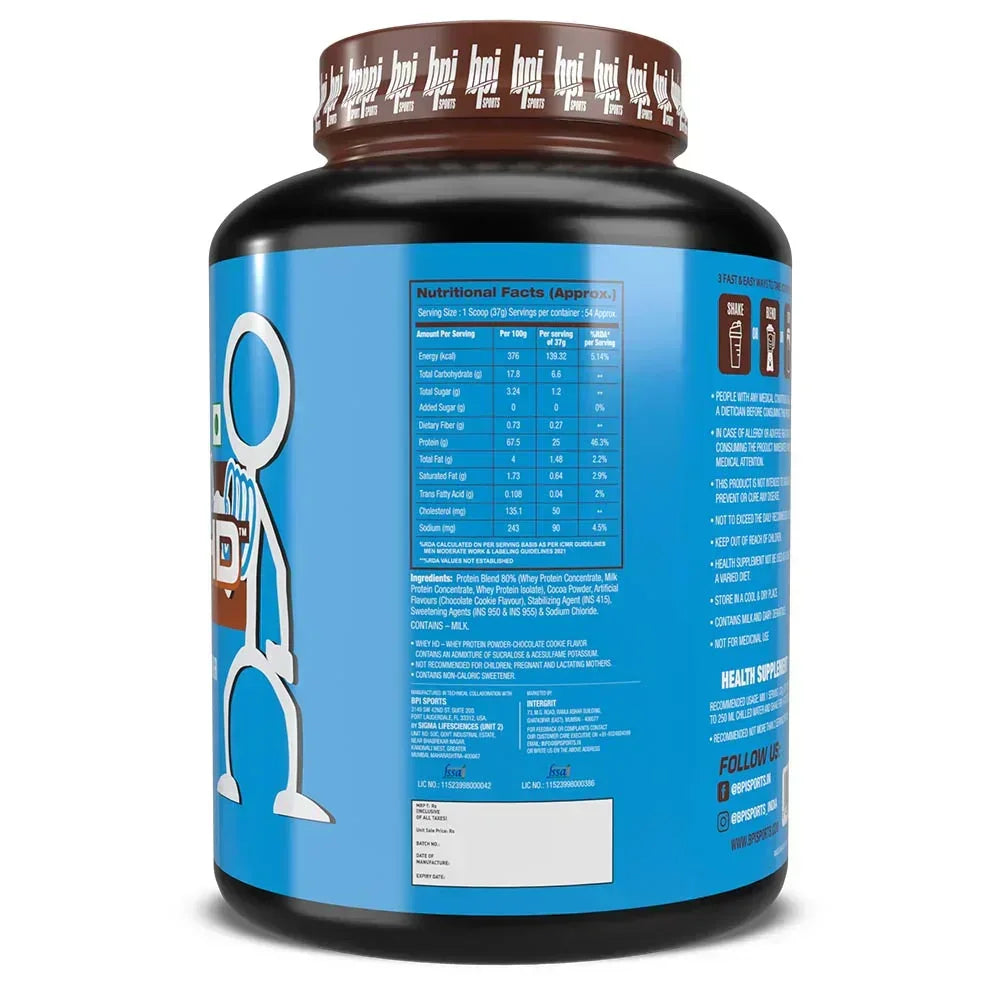 BPI Sports Whey HD Ultra Premium Protein Powder- 4.4 Lbs