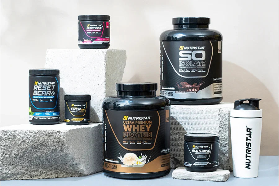 Shop Nutristar whey protein, BCAA, creatine, and supplements online with Nutristar shaker