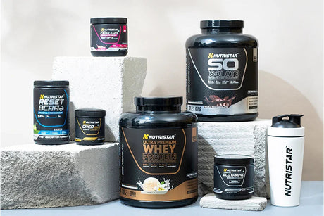Shop Nutristar whey protein, BCAA, creatine, and supplements online with Nutristar shaker