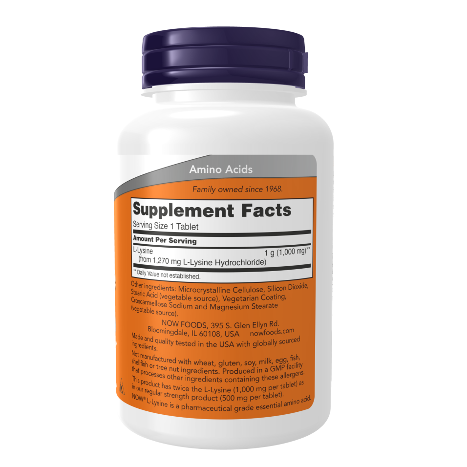 NOW Foods Double strenght L-Lysine 1000mg | 100 Tablets