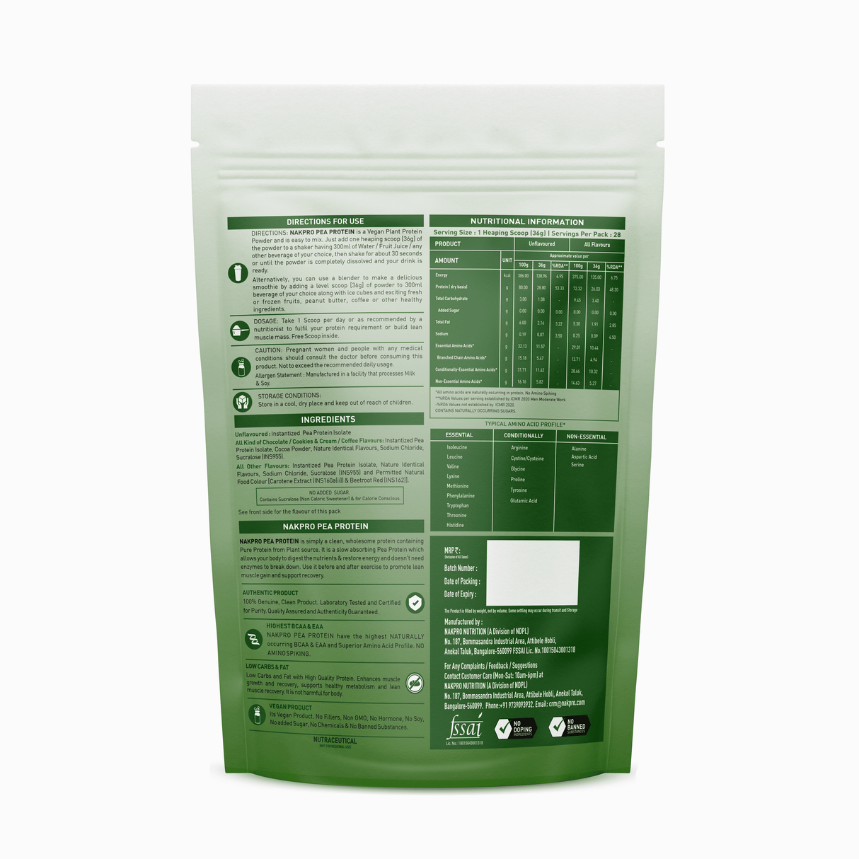 NAKPRO Pea Protein Isolate 1 Kg