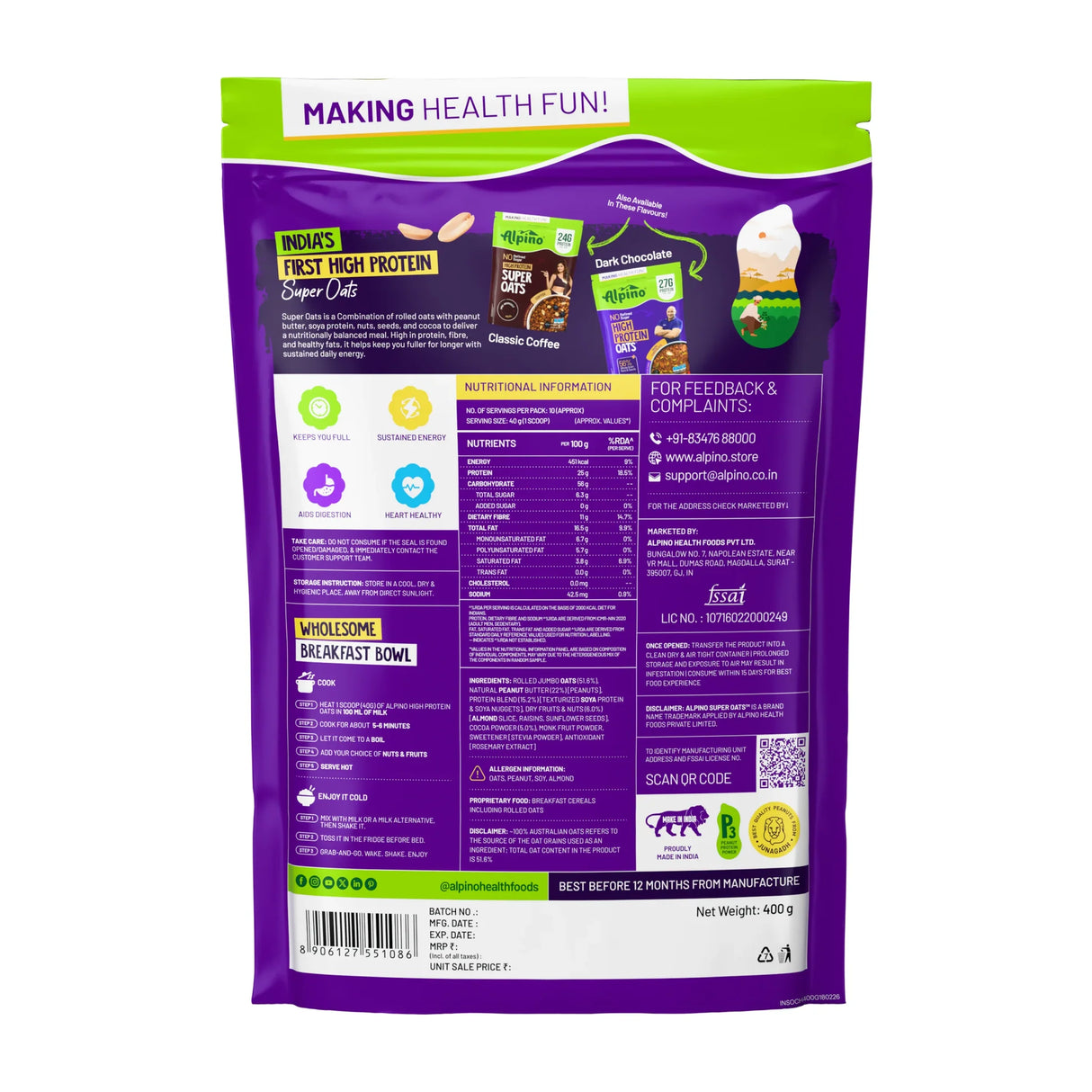 Alpino High Protein Super Oats - 1 Kg