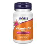 NOW Foods Vitamin D-3 400 IU | Non-GMO | 180 Softgels