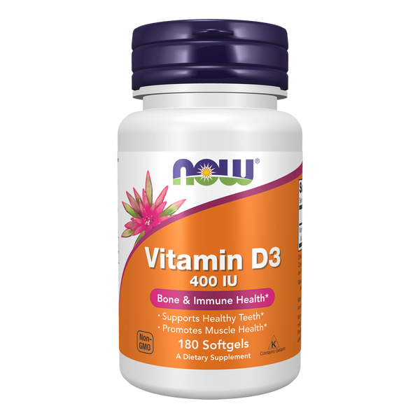 NOW Foods Vitamin D-3 400 IU | Non-GMO | 180 Softgels