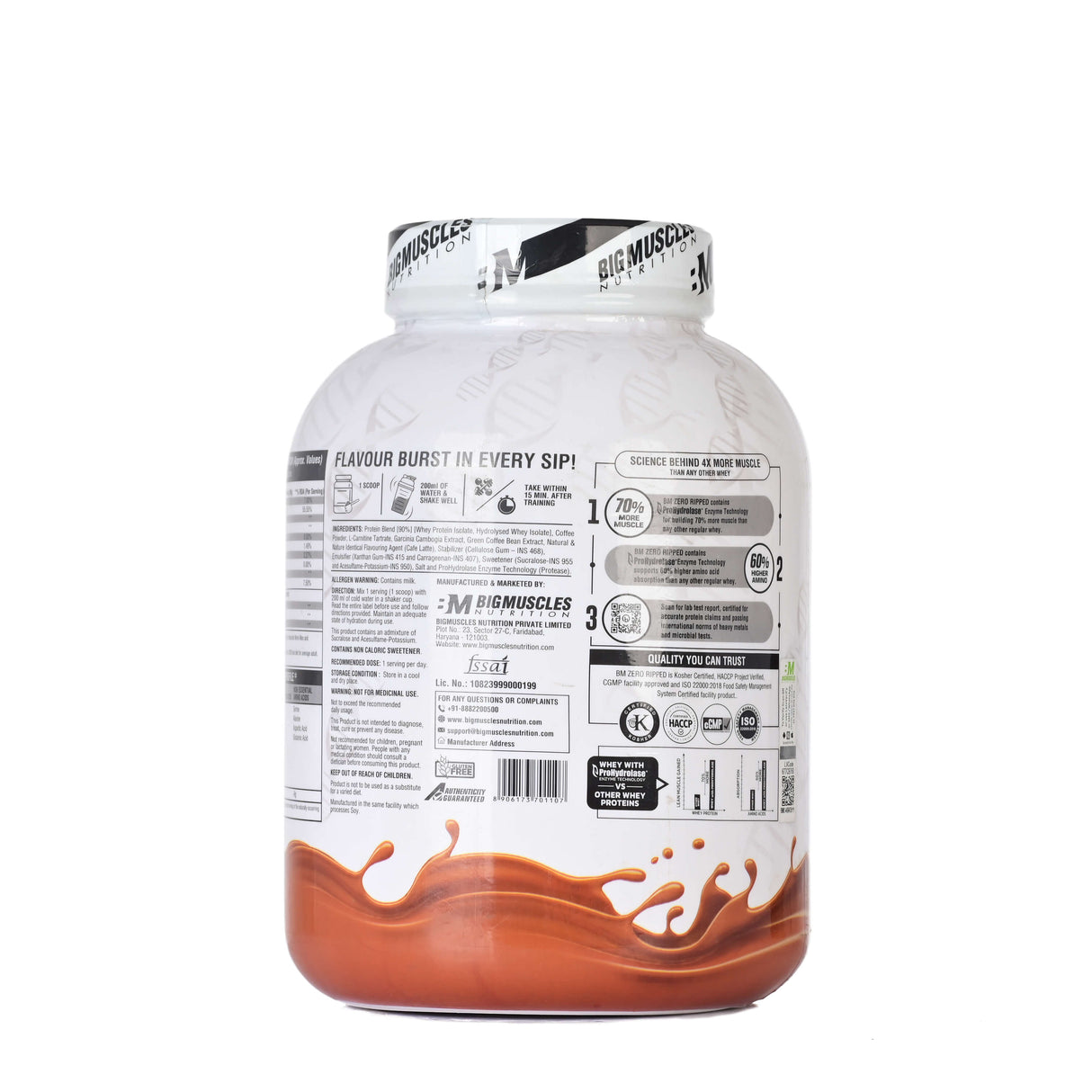 Big Muscles Nutrition ZERO RIPPED 100% Whey Protein Isolate, 4.4 Lbs