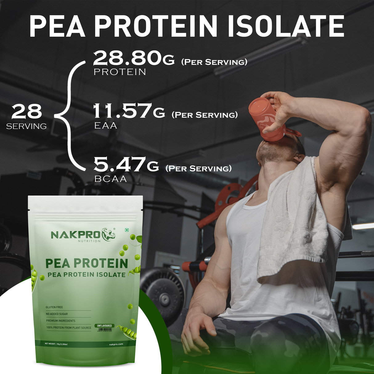 NAKPRO Pea Protein Isolate 1 Kg