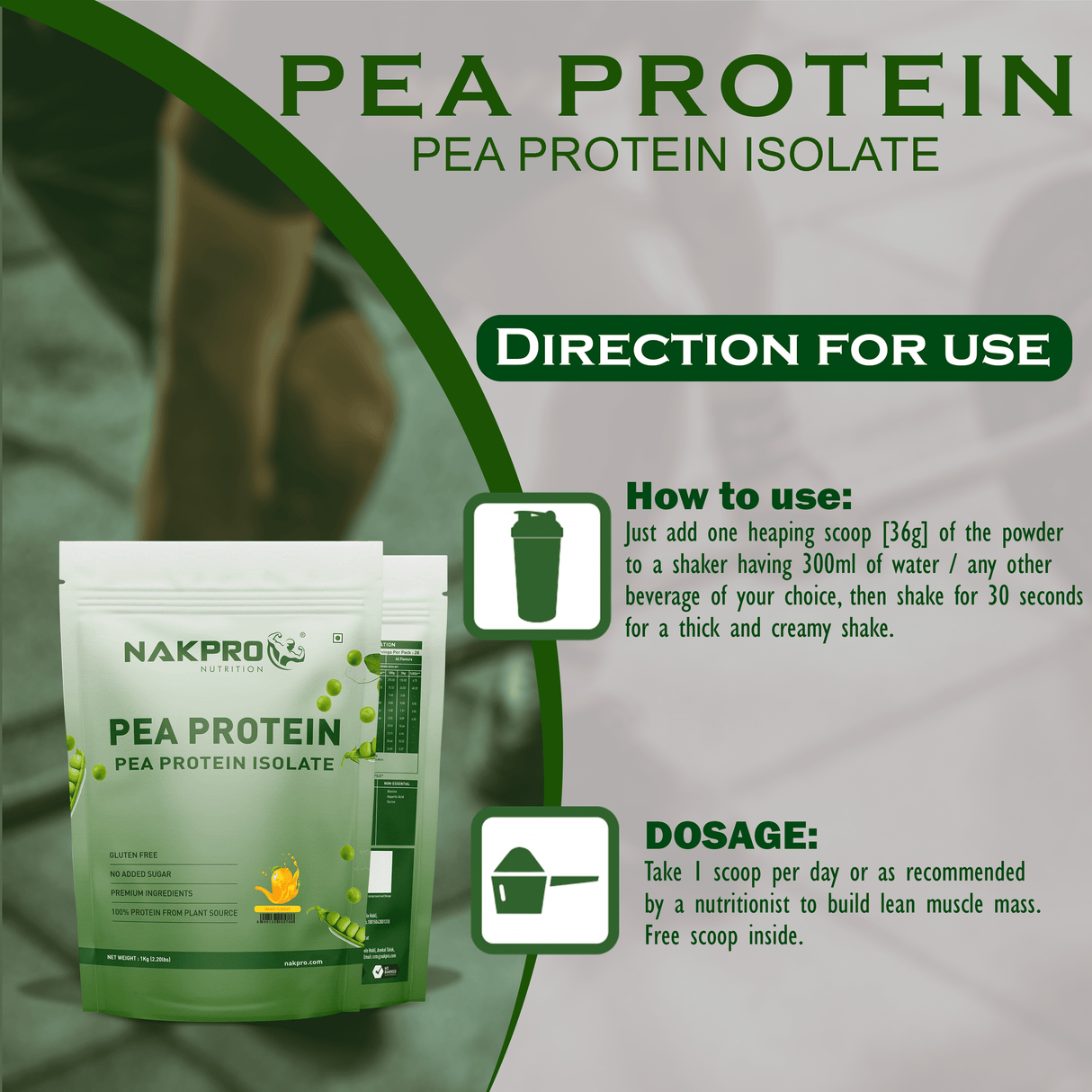 NAKPRO Pea Protein Isolate 1 Kg