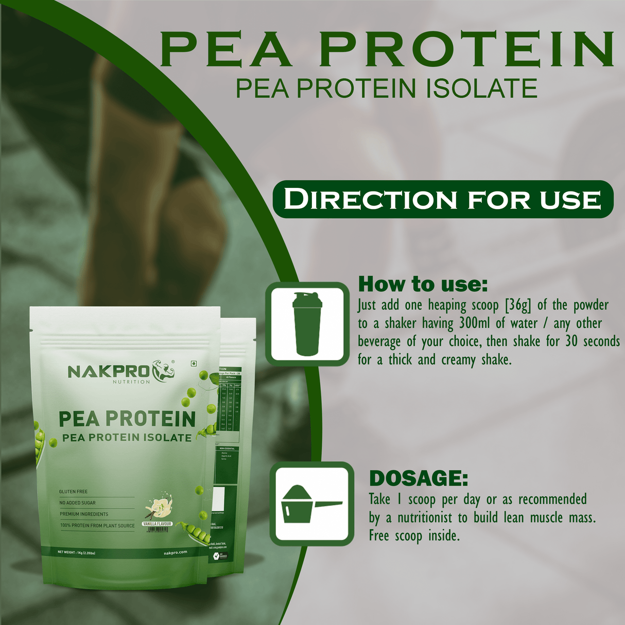 NAKPRO Pea Protein Isolate 1 Kg