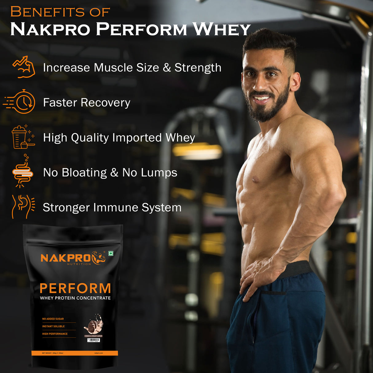 NAKPRO Perform Whey Protein Concentrate 500 Gm