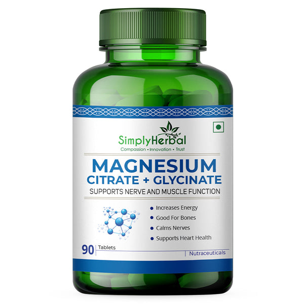 Simply Herbal Magnesium Citrate & Glycinate Complex 500mg | 90 Veg Tablets