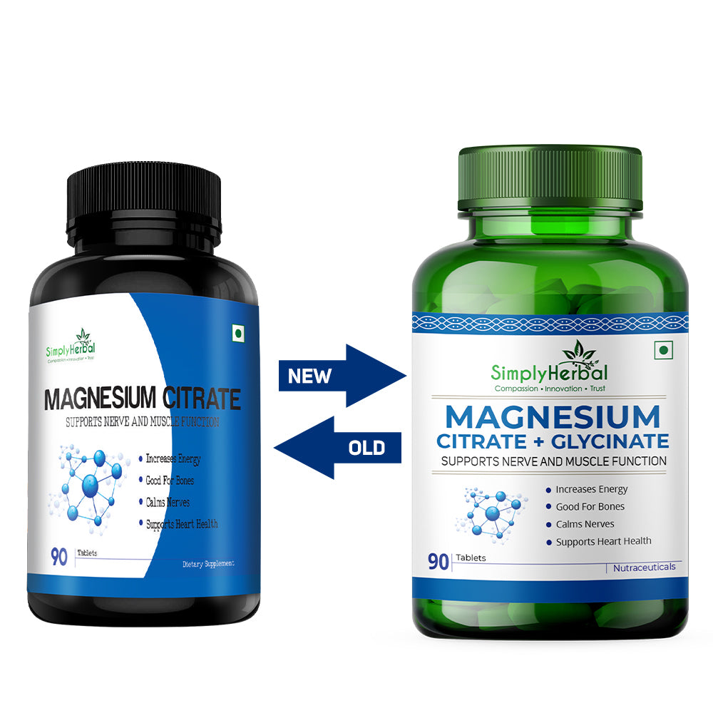 Simply Herbal Magnesium Citrate & Glycinate Complex 500mg | 90 Veg Tablets