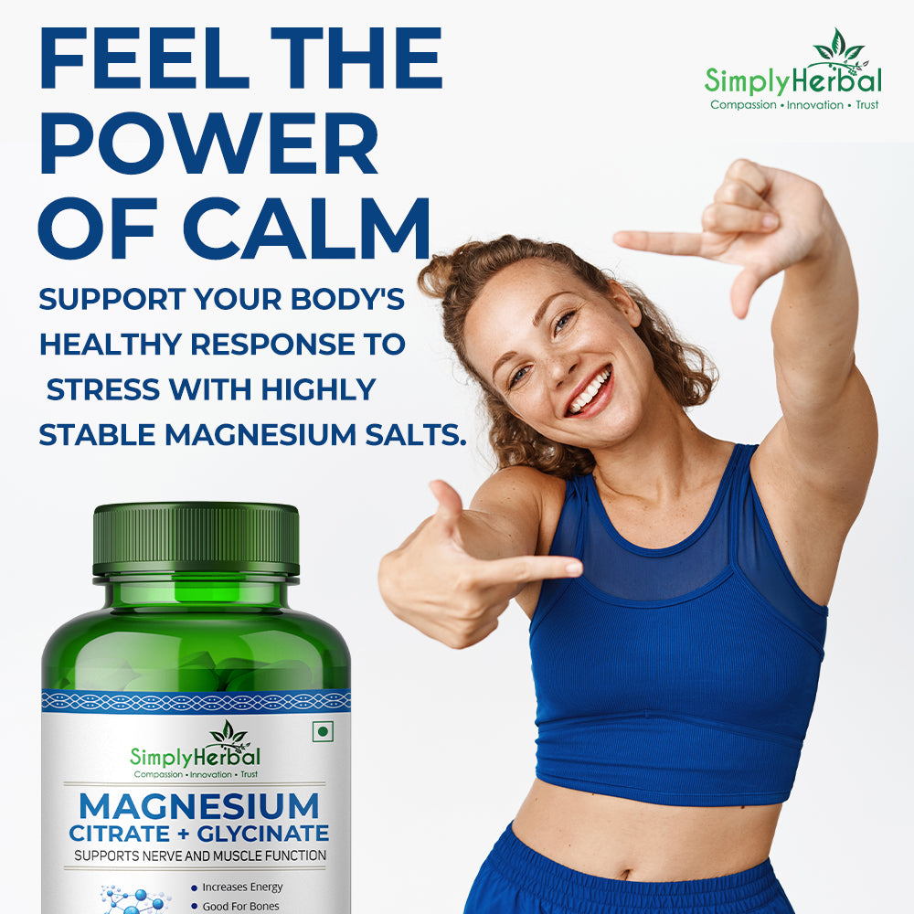 Simply Herbal Magnesium Citrate & Glycinate Complex 500mg | 90 Veg Tablets