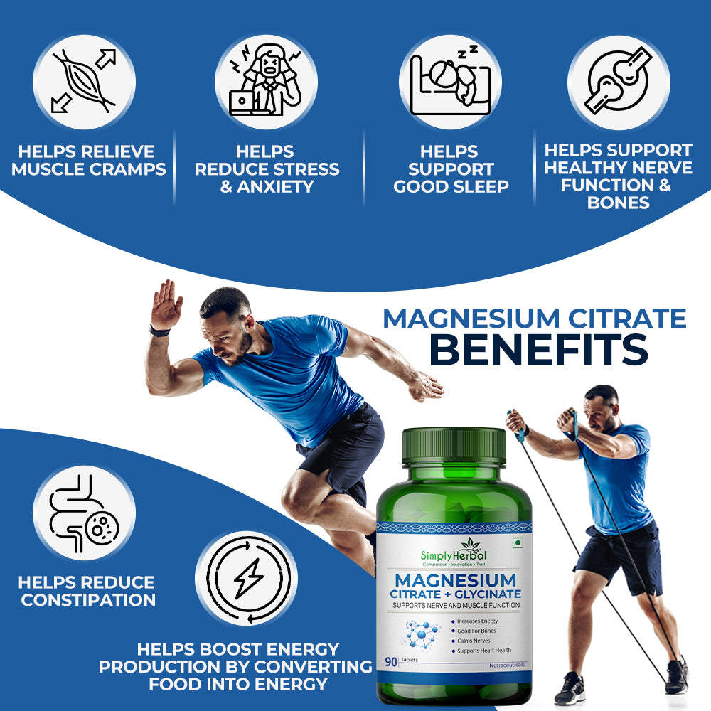 Simply Herbal Magnesium Citrate & Glycinate Complex 500mg | 90 Veg Tablets