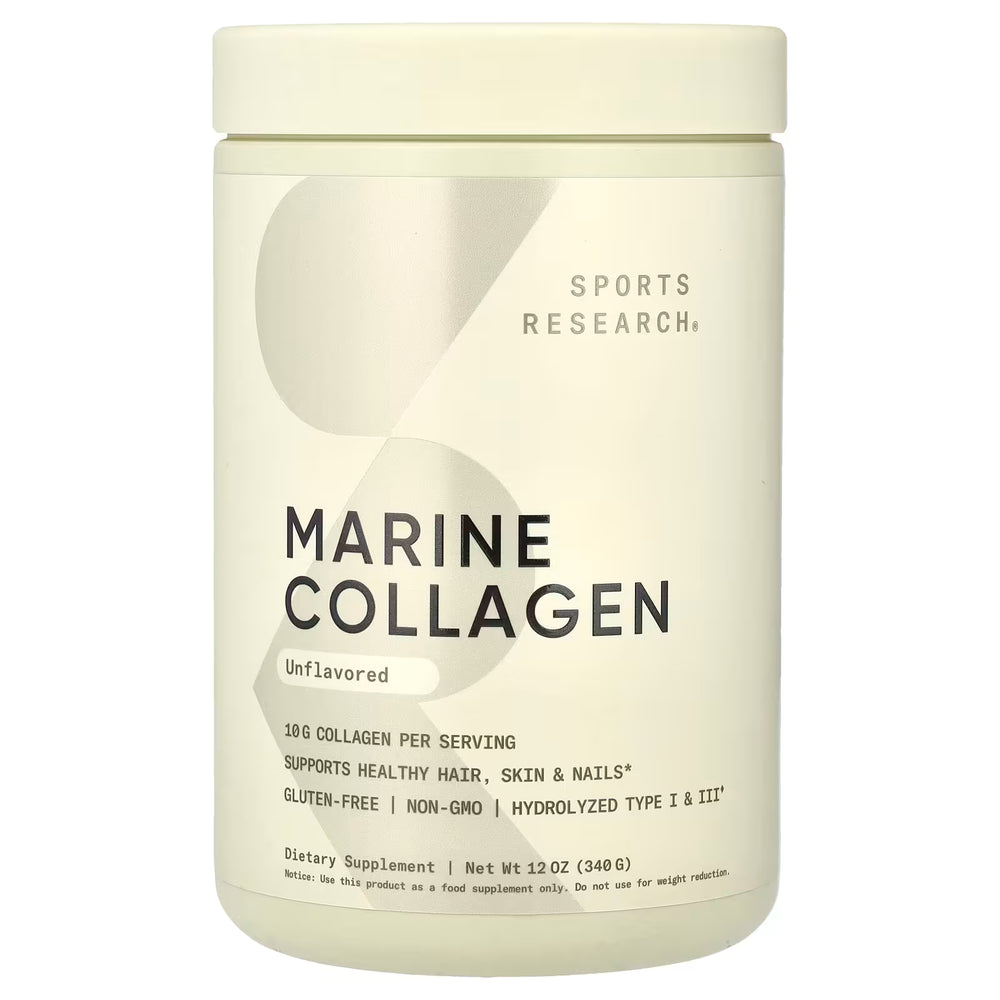 Sports Research Marine Collagen Peptides Powder | Unflavored | 340g (34 Servings)