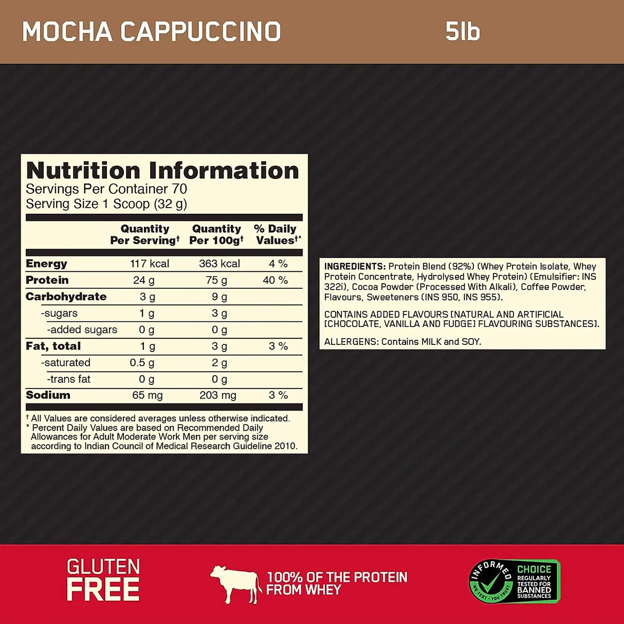 Optimum Nutrition (ON) Gold Standard 100% Whey 5 Lbs + Nutristar Micronized CREA Gold Creatine Monohydrate 250g (83 Servings) - Gold Standard Muscle Growth Combo