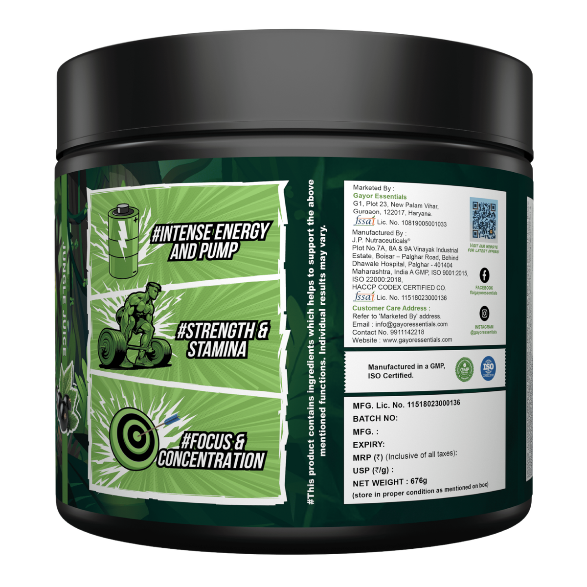 Gayor Essentials Pre Gayor Black 2.0 Pre-Workout Powder 676g | 200mg Caffeine