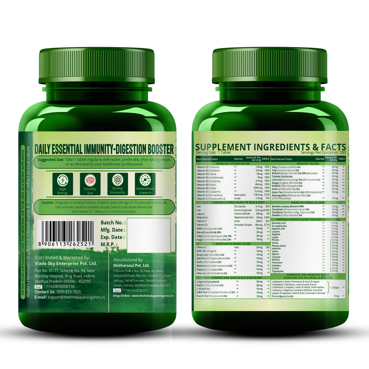 Himalayan Organics Immunity Multivitamin with Probiotics | 180 Veg Tablets | Energy & Immunity Support