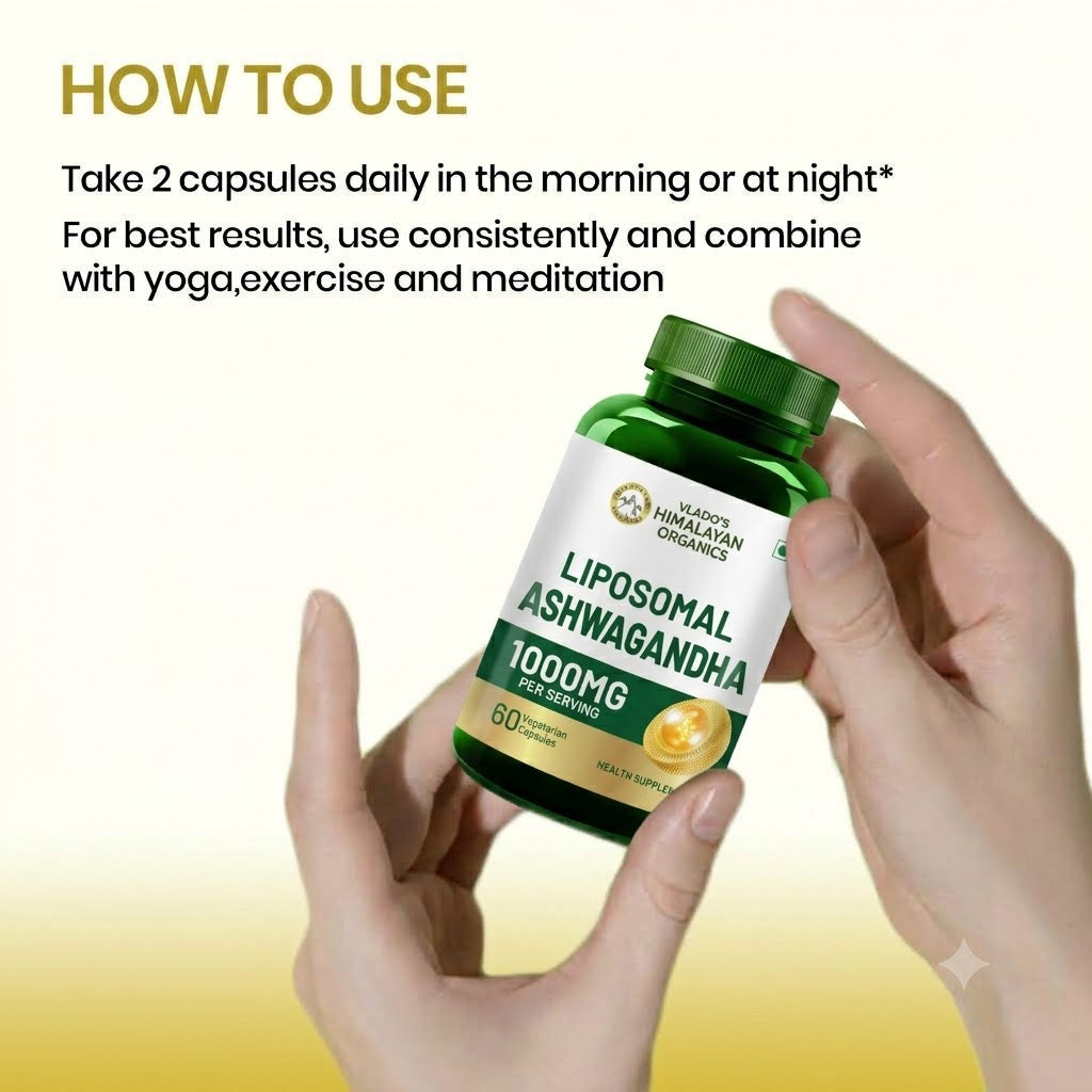 Vlado's Himalayan Organics Liposomal Ashwagandha 1000mg | Energy & Endurance | 60 Veg Capsules