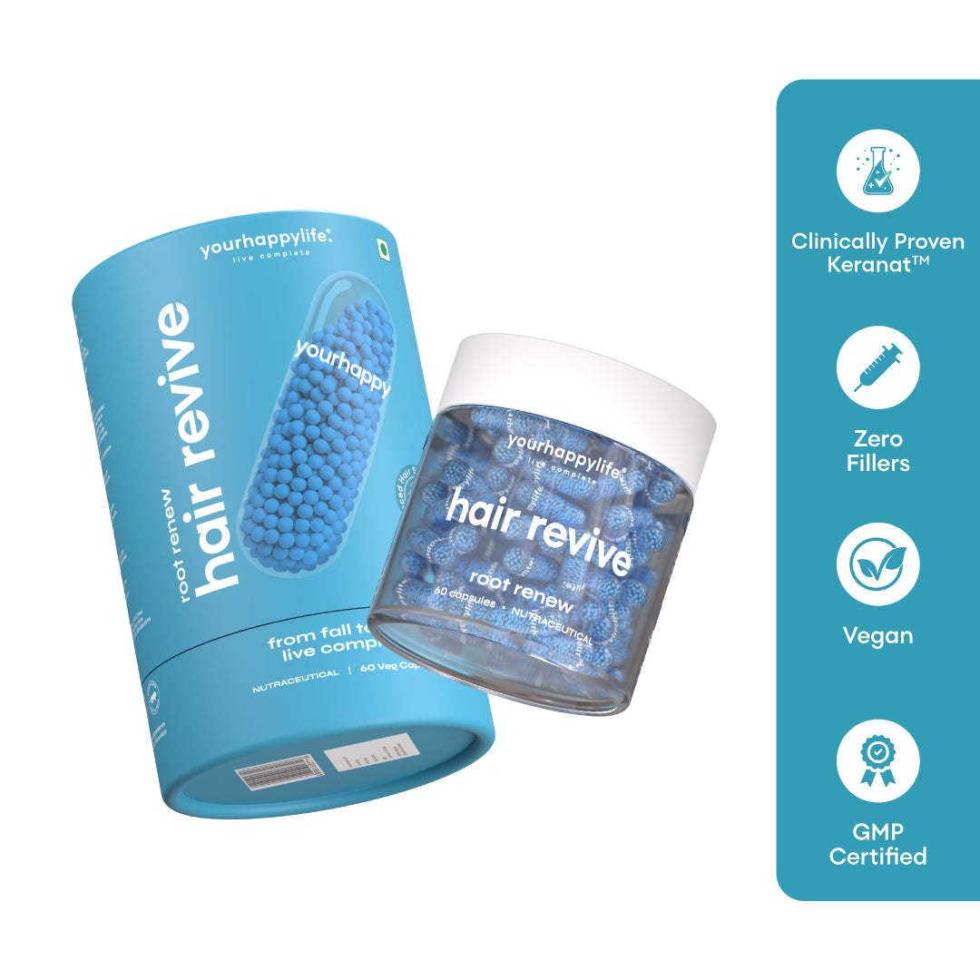 YourHappyLife Hair Capsules | Keranat™ & Biotin 10000mcg | 60 Veg Capsules