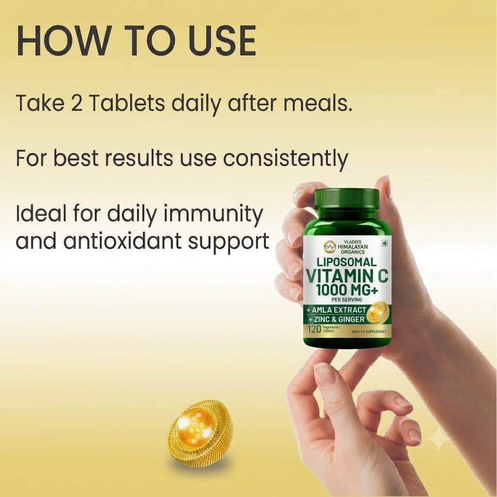 Vlado's Himalayan Organics Liposomal Vitamin C 1000mg | Amla Extract for Immunity | 120 Veg Tablets