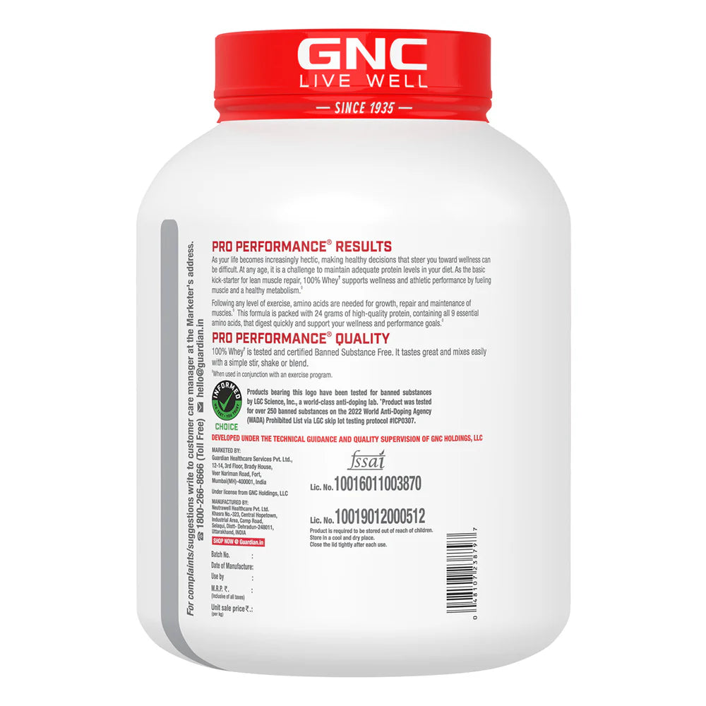 GNC Pro Performance 100% Whey Protein - 4 Lbs - Nutristar