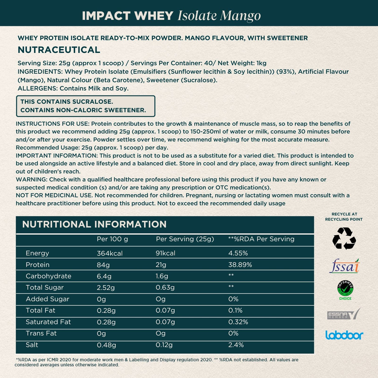 MyProtein Whey Isolate 1kg - Nutristar