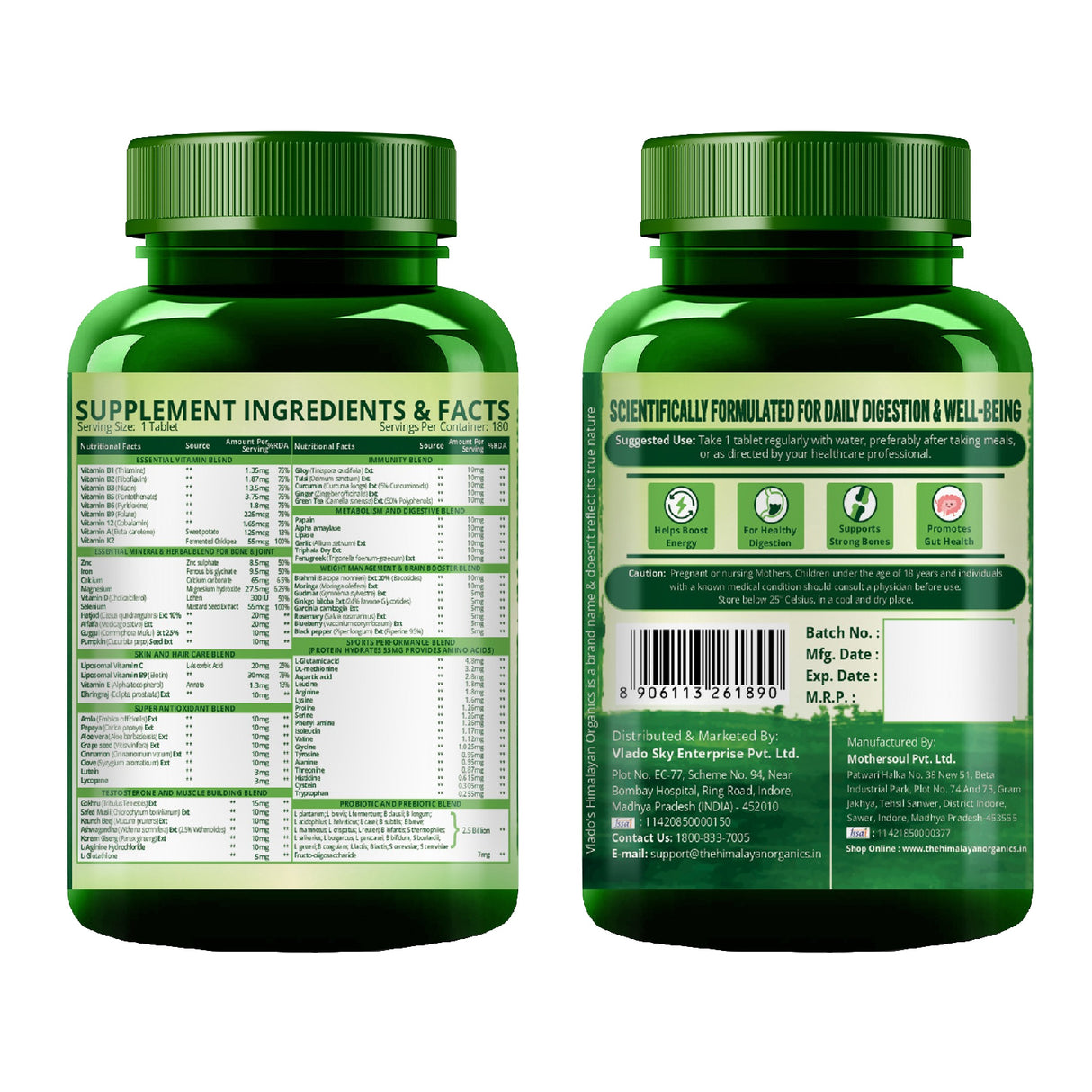Himalayan Organics Multivitamin with Probiotics | 180 Tablets | Daily Nutrition & Immunity Support